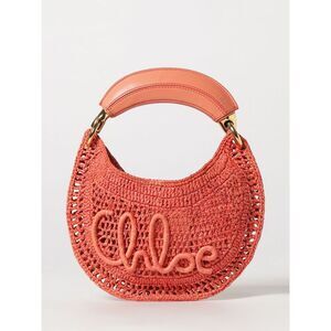 Chloe Women Summer Banana Crochet Raffia Handbag Chloe With Embroidered Logo